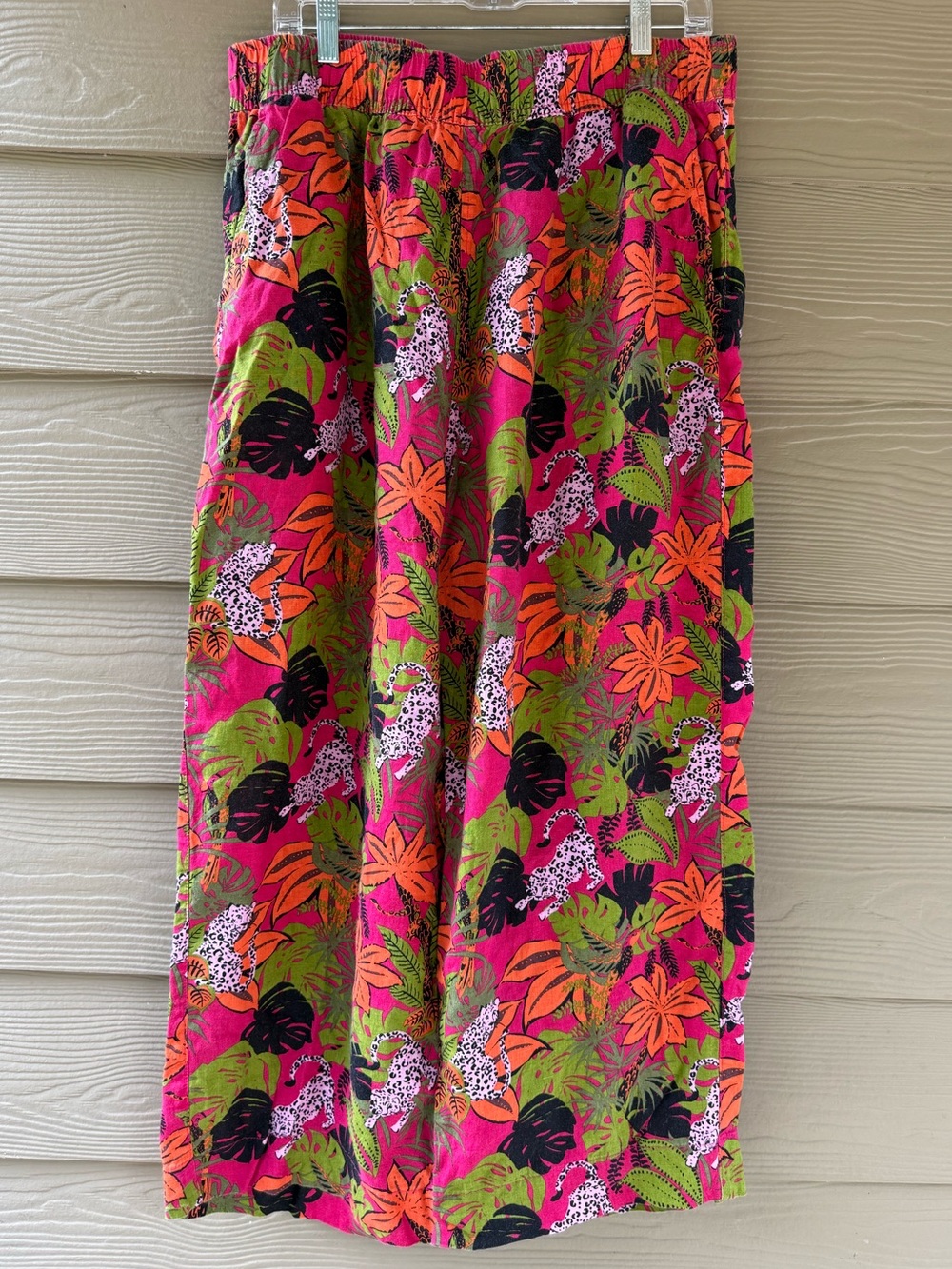 C & C California Women's Linen Tropical Print Wide Leg Jaguar Summer Pants Sz 1X - Picture 7 of 9